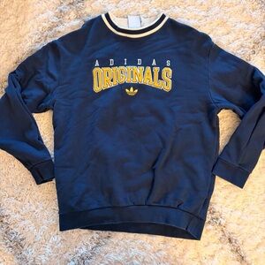 Adidas Men's Navy and Yellow Crewneck Sweater